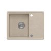Quadron TONY 116 GraniteQ zlewozmywak granitowy river sand (beż) 1-komorowy z/o (60x45x18,5), z syfonem i zaślepką stal szlachetna HTO6045BEK